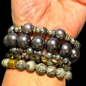 Beautiful Gray Bracelet Stack